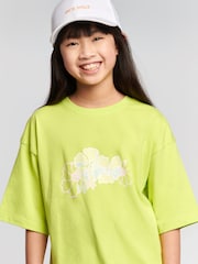 Jack Wills Green Oversized Fit Girls Floral Graphic 100% Cotton T-Shirt - Image 4 of 7