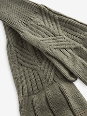 Khaki Green Cable Knit Gloves - Image 5 of 6