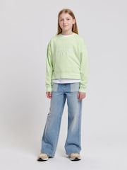 Jack Wills Green Loose Fit Girls 100% Cotton Huntston Crew Sweatshirt - Image 2 of 7