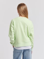 Jack Wills Green Loose Fit Girls 100% Cotton Huntston Crew Sweatshirt - Image 4 of 7