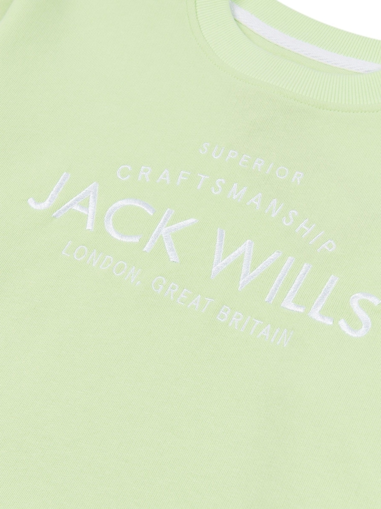 Jack Wills Green Loose Fit Girls 100% Cotton Huntston Crew Sweatshirt - Image 7 of 7