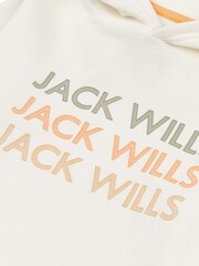 Jack Wills White Loose Fit Girls Repeat Logo 100% Cotton Hoodie - Image 8 of 8