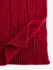 Red Cable Knit Heavyweight Scarf - Image 6 of 7