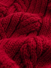 Red Cable Knit Heavyweight Scarf - Image 7 of 7