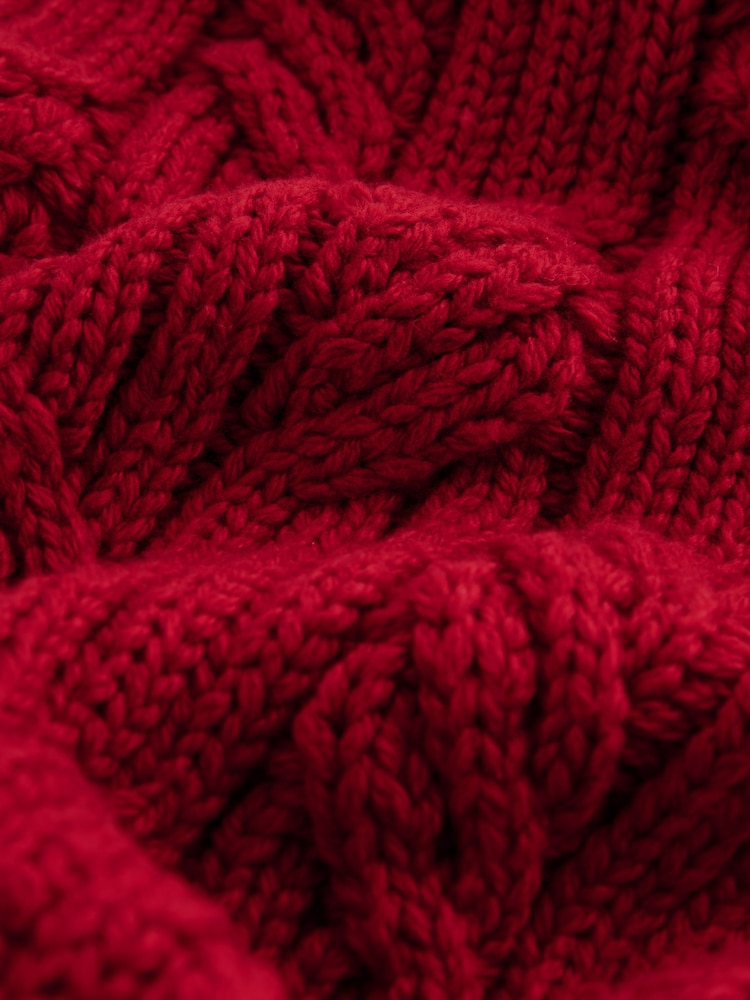 Red Cable Knit Heavyweight Scarf - Image 7 of 7