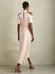Reiss Nude Andressa Twist Neck Cut Out Midi Dress - Image 5 of 6