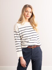 Lakeland Clothing Cream Dana Striped Knitted Jumper - Image 1 of 5