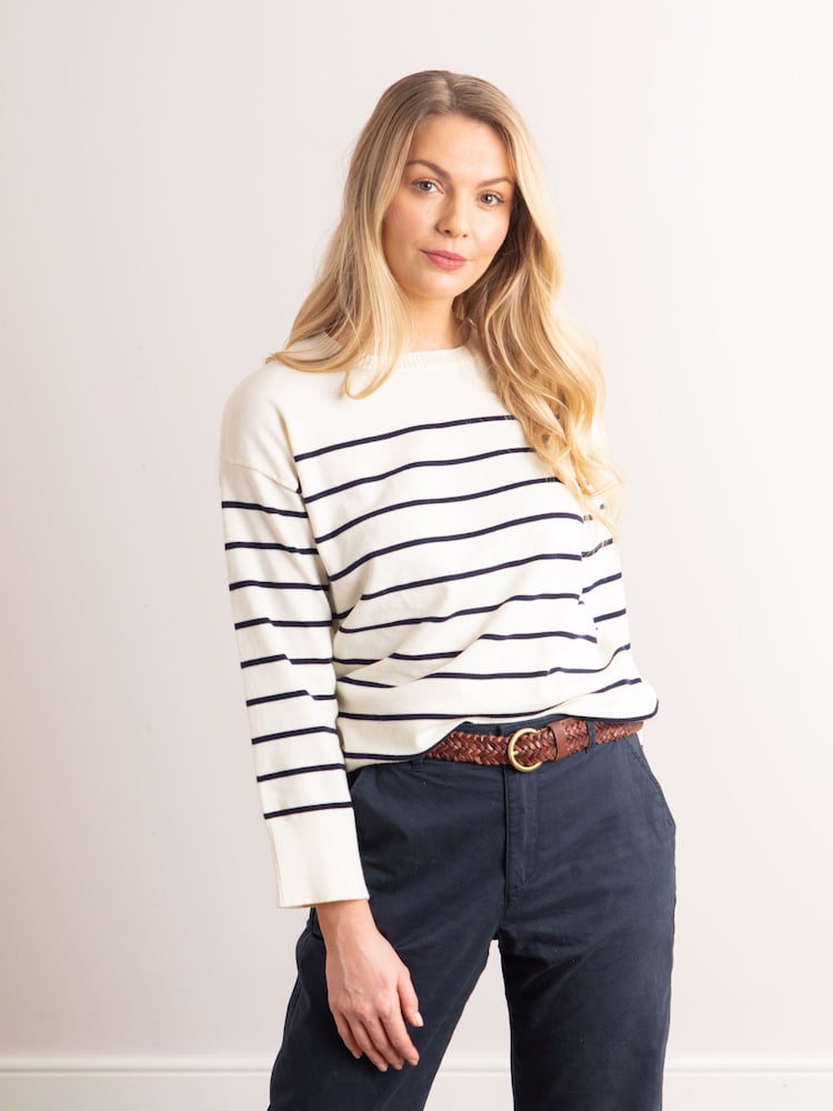 Lakeland Clothing Cream Dana Striped Knitted Jumper - Image 1 of 5