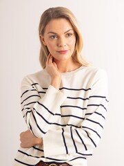 Lakeland Clothing Cream Dana Striped Knitted Jumper - Image 5 of 5