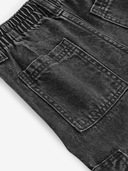 Charcoal Grey Wide Leg 100% Cotton Cargo Trousers (3-16yrs) - Image 6 of 7
