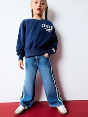 Blue Denim 100% Cotton Wide Leg Jeans (3-16yrs) - Image 2 of 4
