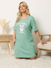 Yours Curve Green Side Split Nightdress - Image 1 of 5