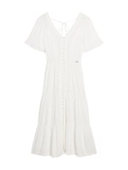 Superdry White Embroidered Tiered Midi Dress - Image 8 of 10