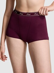 Victoria's Secret PINK Purple Rose Cotton Logo High Waist Short Knickers - Image 1 of 3