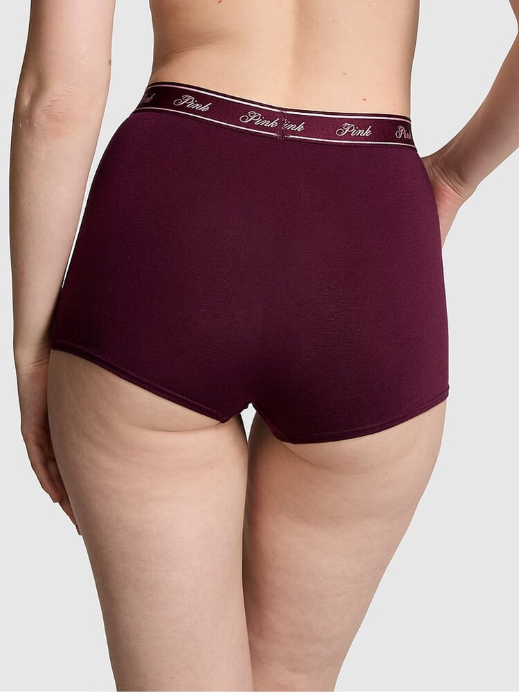 Victoria's Secret PINK Purple Rose Cotton Logo High Waist Short Knickers - Image 2 of 3