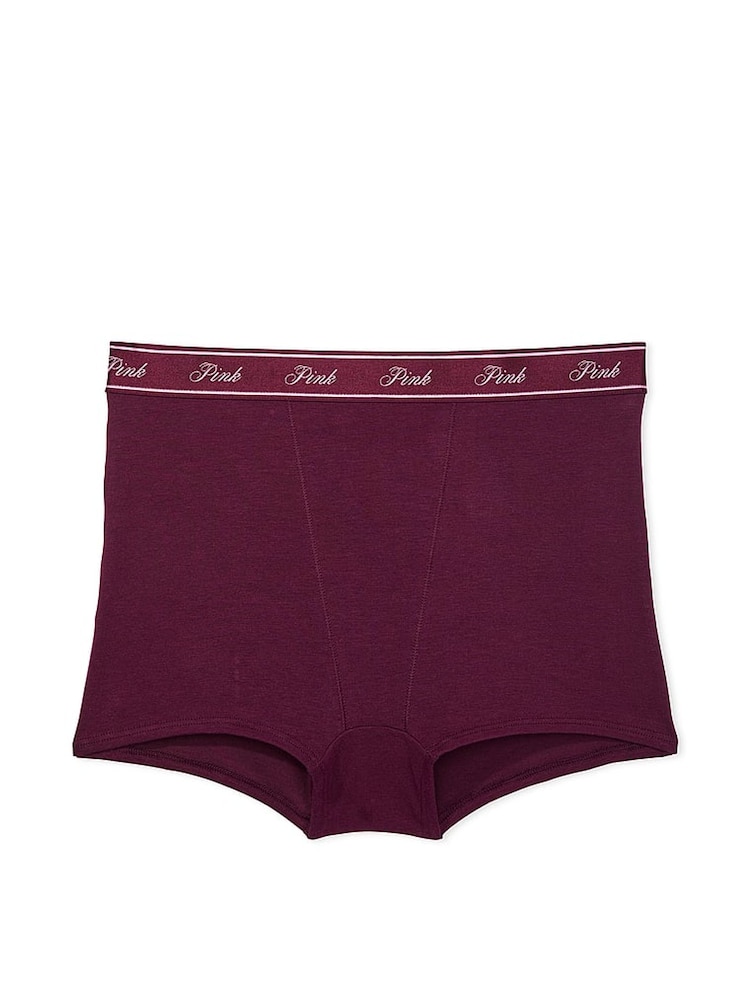 Victoria's Secret PINK Purple Rose Cotton Logo High Waist Short Knickers - Image 3 of 3