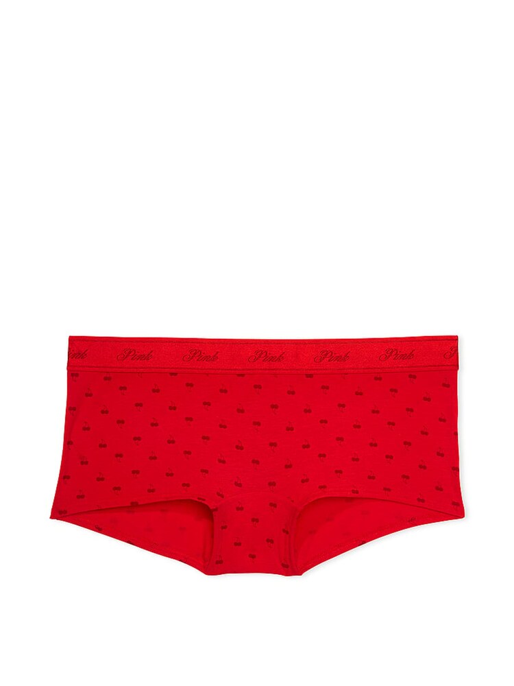 Victoria's Secret PINK Bright Red Vermillion Cherries Short Cotton Logo Knickers - Image 3 of 3