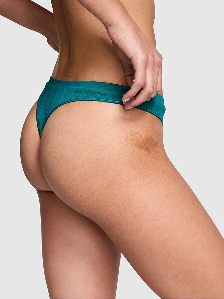 Victoria's Secret PINK Jade Way Green Seamless High Leg Scoop Thong Knickers - Image 2 of 3