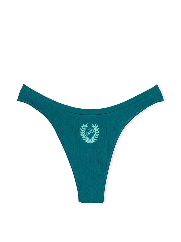 Victoria's Secret PINK Jade Way Green Seamless High Leg Scoop Thong Knickers - Image 3 of 3