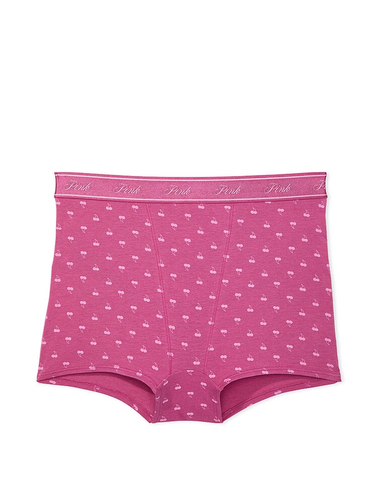 Victoria's Secret PINK Midnight Mauve Pink Cherries Cotton Logo High Waist Short Knickers - Image 3 of 3