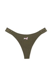 Victoria's Secret PINK Olive Green Thong Cotton Logo Knickers - Image 3 of 3