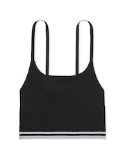 Victoria's Secret PINK Black Seamless Longline Scoop Sports Bra Top - Image 1 of 2