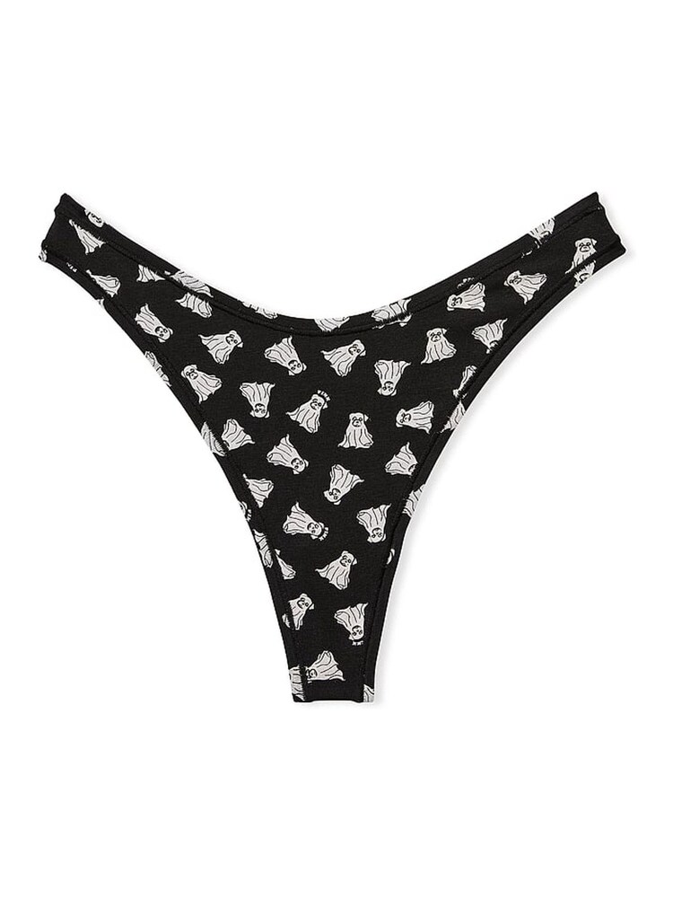 Victoria's Secret PINK Black Ghost Thong Cotton Cheeky Knickers - Image 2 of 2