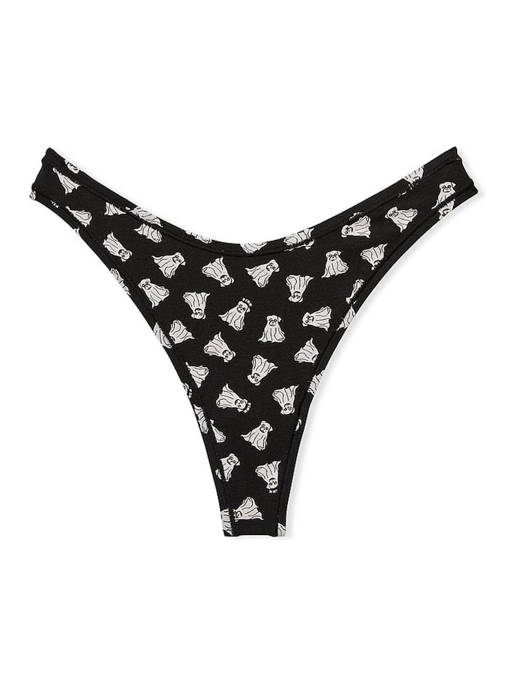 Victoria's Secret PINK Black Ghost Thong Cotton Cheeky Knickers - Image 2 of 2 Victoria's Secret PINK Black Ghost Thong Cotton Cheeky Knickers - Image 2 of 2