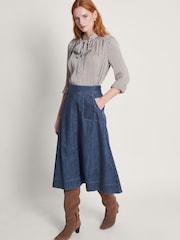 Monsoon Blue 100% Cotton Harper Denim Skirt - Image 1 of 5
