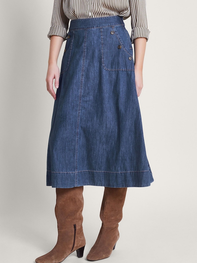 Monsoon Blue 100% Cotton Harper Denim Skirt - Image 2 of 5