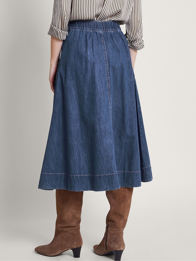 Monsoon Blue 100% Cotton Harper Denim Skirt - Image 3 of 5