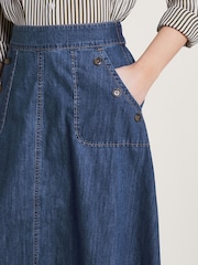 Monsoon Blue 100% Cotton Harper Denim Skirt - Image 4 of 5