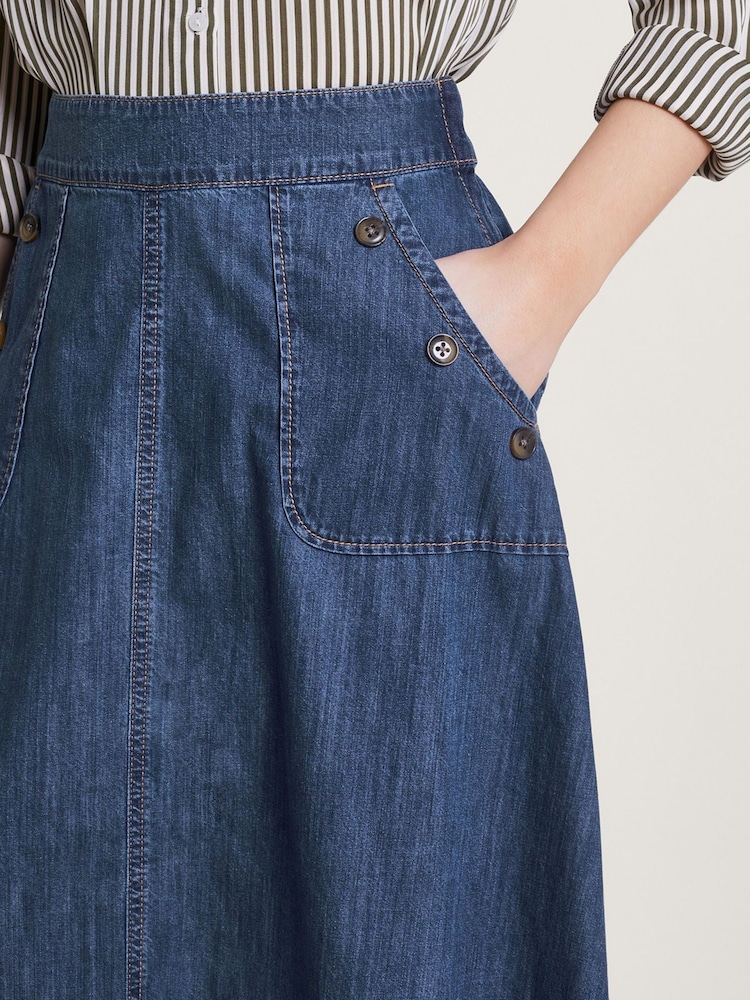 Monsoon Blue 100% Cotton Harper Denim Skirt - Image 4 of 5