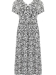 Live Unlimited Black Curve Curl Print Jersey Short Sleeve Midi Dress - Image 5 of 6