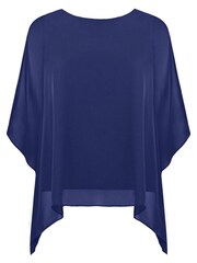 Live Unlimited Blue Curve Chiffon Overlay Hanky Hem Top - Image 2 of 2