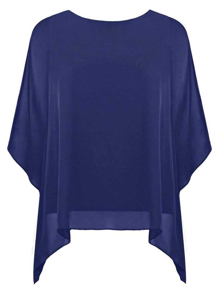 Live Unlimited Blue Curve Chiffon Overlay Hanky Hem Top - Image 2 of 2