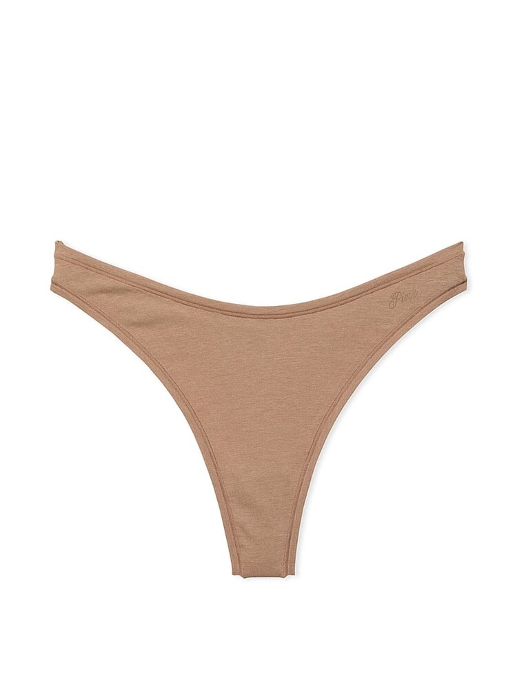 Victoria's Secret PINK Latte Brown Thong Cotton Cheeky Knickers - Image 1 of 1