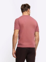 River Island Pink Textured Knitted T-Shirt - Image 2 of 4