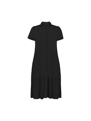 Live Unlimited Black Petite Jersey Tiered Midi Shirt Dress - Image 4 of 4
