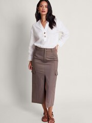 Monsoon White Button 100% Linen Camille Top - Image 3 of 5