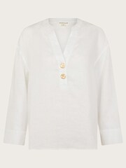 Monsoon White Button 100% Linen Camille Top - Image 5 of 5