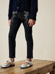 Black Sequin Skinny Jeans (3-16yrs) - Image 1 of 7