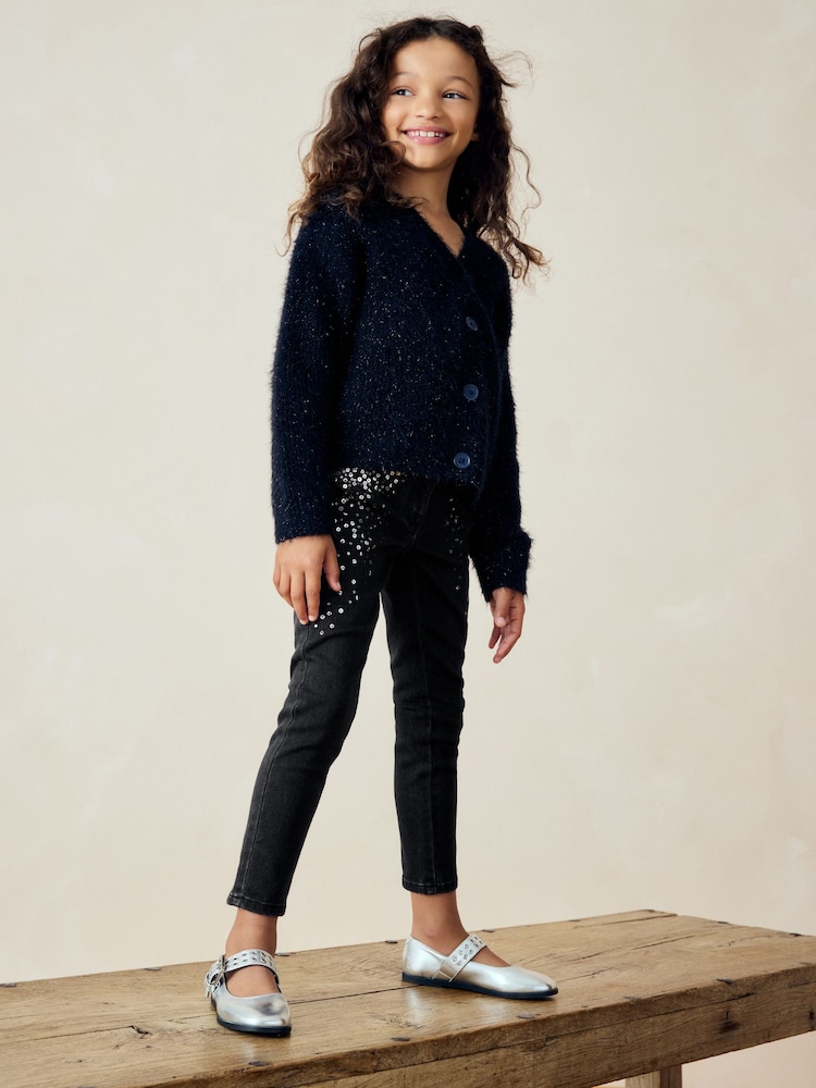 Black Sequin Skinny Jeans (3-16yrs) - Image 2 of 7