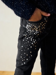 Black Sequin Skinny Jeans (3-16yrs) - Image 4 of 7