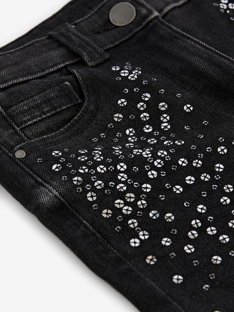 Black Sequin Skinny Jeans (3-16yrs) - Image 7 of 7