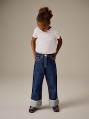 Blue Turn Up Wide Leg 100% Cotton Jeans (3-16yrs) - Image 4 of 8