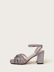 Monsoon Pink Plaited Block Heel Sandals - Image 3 of 4