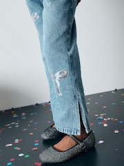Blau Denim - Ausgestellte Jeans mit Verzierung aus 100 % Baumwolle (3–16 J.) - Bild 5 von 9