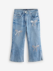 Blau Denim - Ausgestellte Jeans mit Verzierung aus 100 % Baumwolle (3–16 J.) - Bild 6 von 9