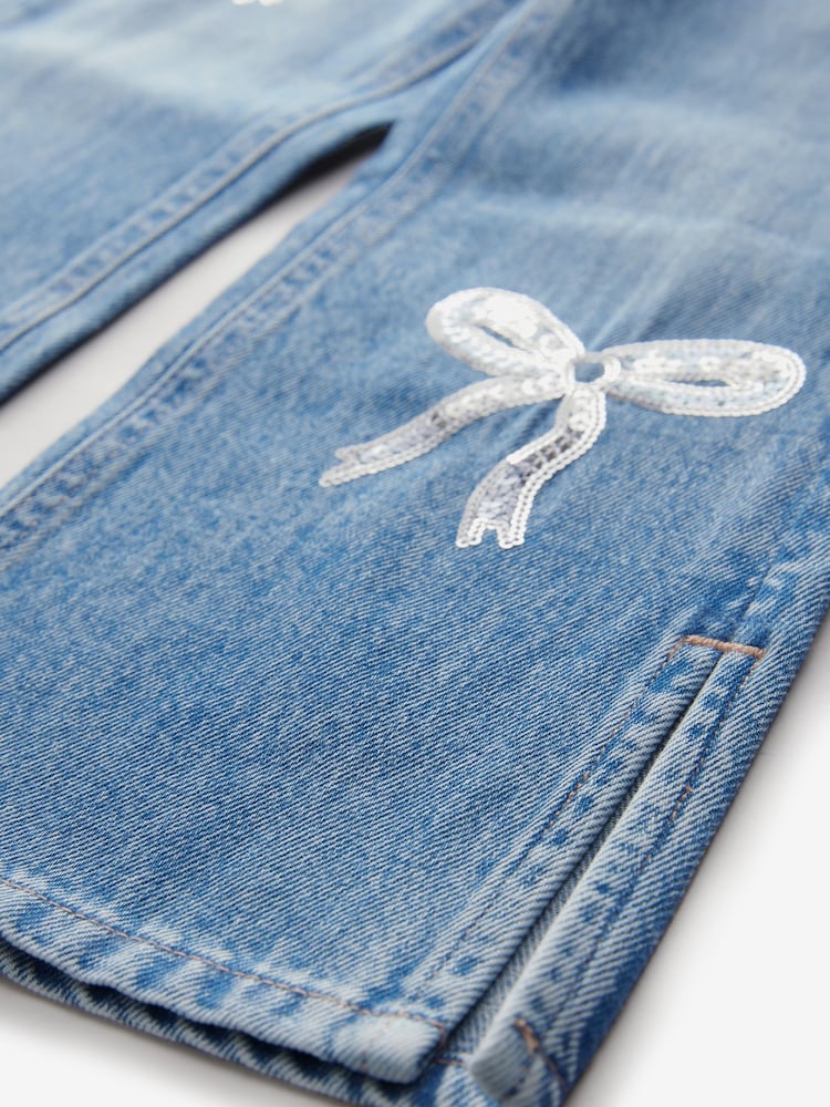 Blau Denim - Ausgestellte Jeans mit Verzierung aus 100 % Baumwolle (3–16 J.) - Bild 9 von 9